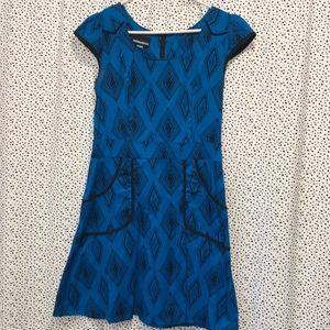 NOOWORKS blue and black patterned dress
